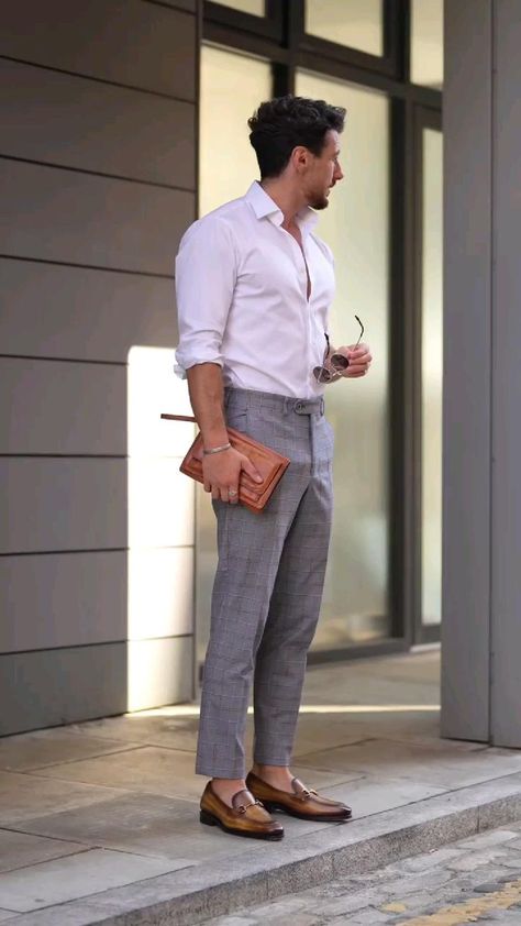 Office Dressing For Men, High Neck Tshirt Men Outfit, Formal Outfits For Men Smart Casual, Grey Suit Pants Men Outfit, Formal Outfits For Men Office Wear, Men Formal Wear Classy, Ceremony Outfit Men, Man Dressing Style Formal, Stylish Men Outfits Casual Classy