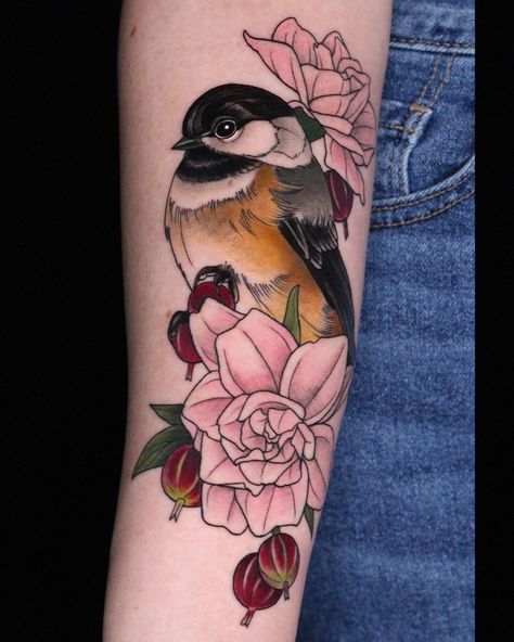 Lesser Goldfinch, Chickadee Tattoo, Flesh Art, Saved Tattoo, Bird Tattoos, Tattoo Color, New Yorker Covers, Ink Inspiration, Bird Tattoo