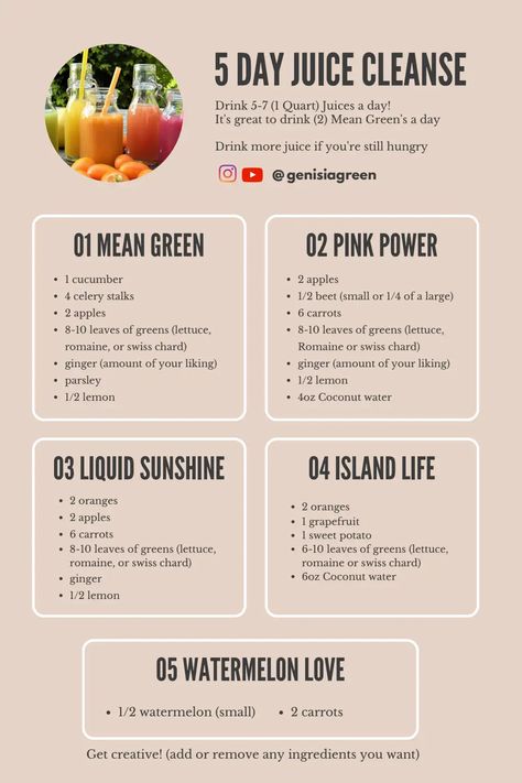 5 DAY JUICE CLEANSE.pdf 30 Day Juice Cleanse Before And After, Juice Cleanse 3 Day, Fruit Cleanse, Diy Juice Cleanse Recipes, 60 Day Juice Fast, Juice Cleanse Plan, 5 Day Juice Cleanse, Diy Juice Cleanse, Health Juice