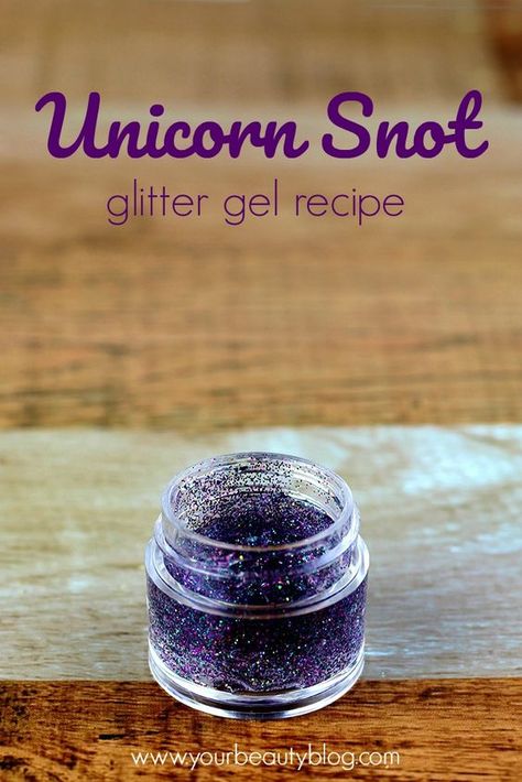 Unicorn Snot Glitter Gel Recipe Diy Hair Glitter, Glitter Hair Gel, Unicorn Snot, Glitter Projects, Bath Salts Recipe, How To Make Glitter, Lotion Recipe, Diy Unicorn, Hair Glitter