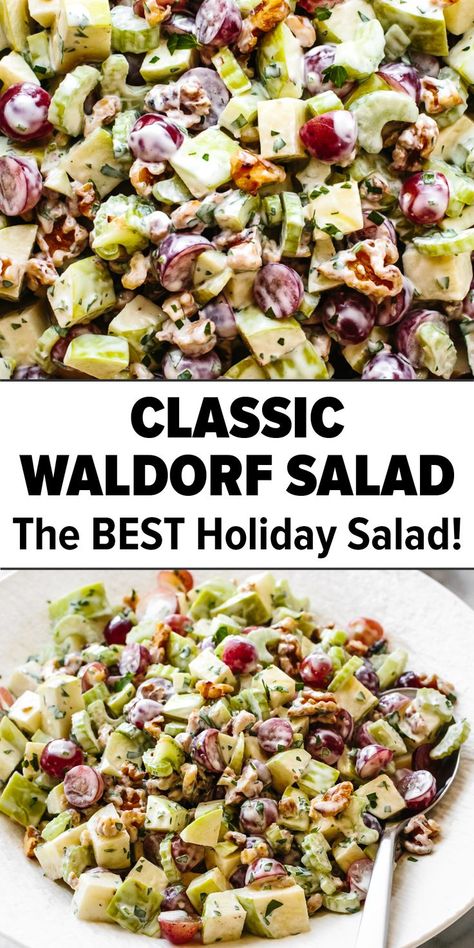 Bowl full of Waldorf salad Air Fryer Fried Chicken Tenders, Salad Recipes Christmas, Holiday Salad Recipes, Fried Chicken In Air Fryer, Best Waldorf Salad Recipe, Salad Recipes Holidays, Chicken In Air Fryer, Waldorf Salad Recipe, Holiday Salad