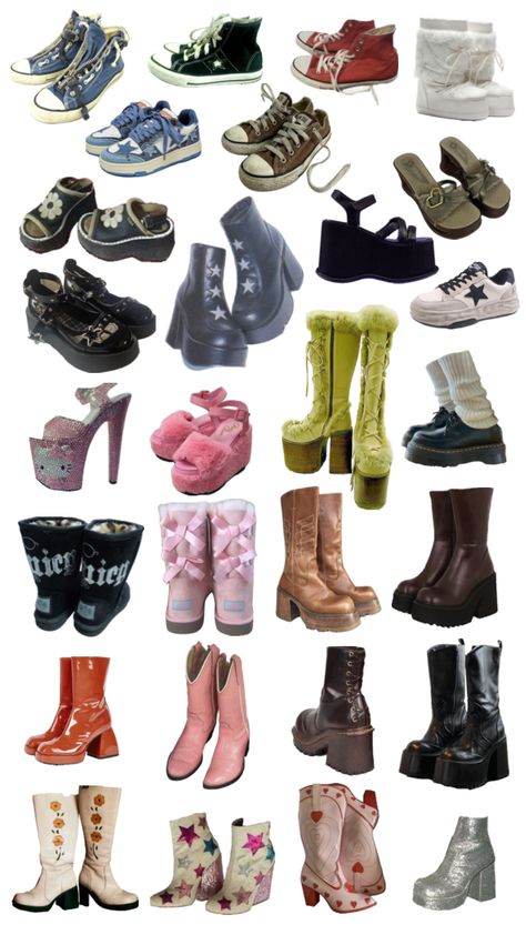 virtual shoe collection (part 1) #outfitinspo #vibes #shoes #boots #aesthetic #fitinspo #coquette #grunge #ootd #fashion #downtowngirl Boots Aesthetic, Creepy Cute Fashion, Grunge Shoes, Goth Shoes, Coquette Grunge, Fashion Week Outfit, Old Fashion Dresses, Cute Lazy Outfits, Stunning Shoes