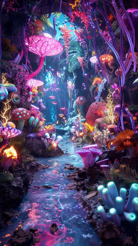 Boost your iPhone and Android screens in a captivating fantasy world. Dive into a digital dreamscape that's perfect for your mobile backdrop! 🌿✨ Dream World Aesthetic, Forest Path Wallpaper, Dreamscapes Art, Path Wallpaper, Under Water World, Dreamscape Art, Aquarium Wallpaper, Underwater Wallpaper, Live Aquarium