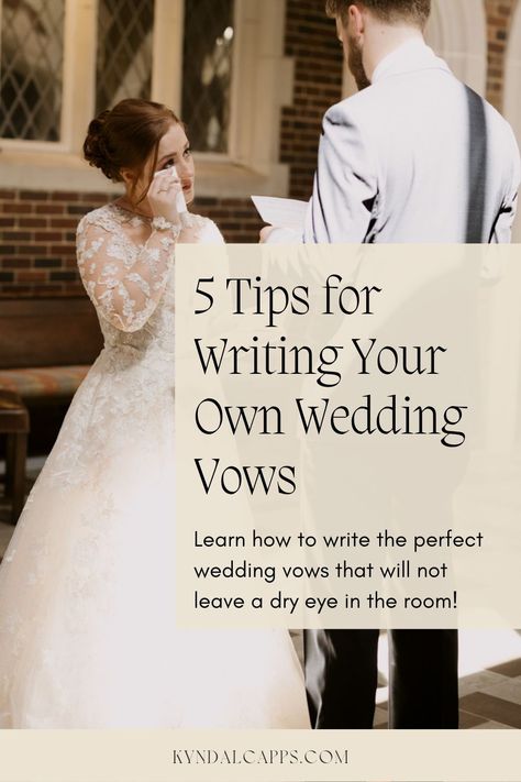 Wedding Planning Checklist | Writing your own wedding vows can feel a little scary, after all, it is you summoning up your love and the promises you make to your partner for the rest of your life! Get inspired by writing your vows brides, writing your own wedding vows brides tips, writing your own wedding vows examples, writing your own vows, and writing your own wedding vows! Learn how to start writing your vows with tips from a wedding photographer at kyndalcapps.com! Wedding Vow Writing Tips, Examples Of Vows, Vow Ideas How To Write, How To Start Vows, Tips For Writing Vows, How To Write Your Own Vows, Wedding Vow Inspiration, How To Write Your Vows, I Promise Vows