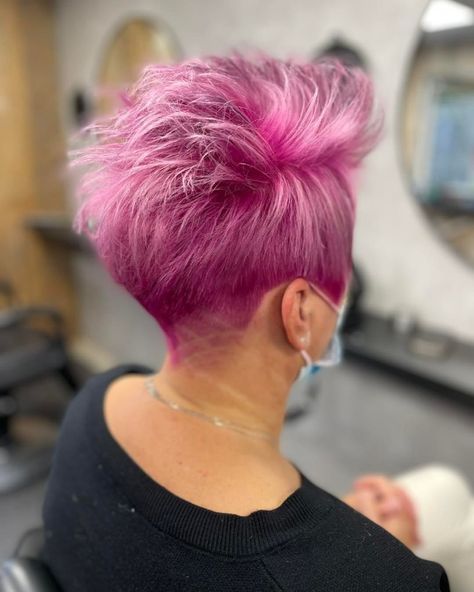 Pink And Blue Pixie Hair, Spikey Hairstyles, Hairdo Inspiration, Short Platinum Hair, Lighter Brown Hair, Assymetrical Hair, Spikey Short Hair, Shorts Hair, Pixie Haircut Ideas