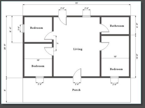 Cabin Floor Plans 3 Bedroom, 3 Bedroom Log Cabin, 700 Sq Ft House, Hunting Cabin Plans, Floor Plans 3 Bedroom, Hunting Cabin Ideas, Small Cabin Floor Plans, Log Cabin Plans, Log Home Plan