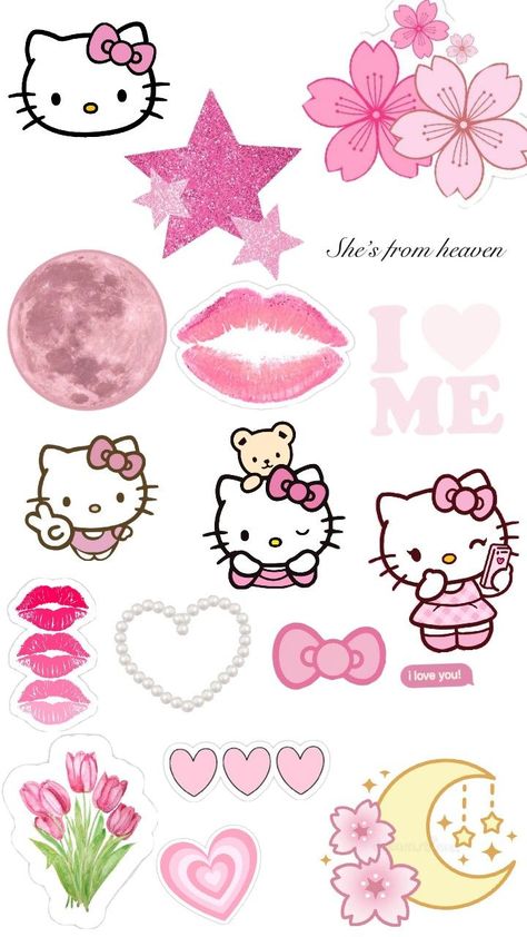 Hello Kitty Stickers, Helloween Wallpaper, Pink Scrapbook, Emoji Stickers Iphone, Y2k Stickers, Hello Kitty Imagenes, Funny Laptop Stickers, Money Wallpaper Iphone, Y2k Hello Kitty