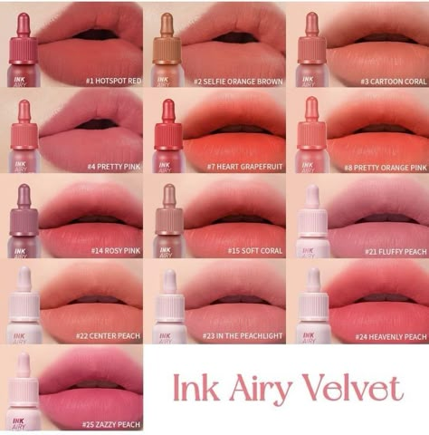 Ink Airy Velvet Lip Tint, Ink Airy Velvet, Lip Tint Colors, Peripera Ink Velvet, Korean Lip Tint, Velvet Lip Tint, Gradient Lips, Berry Good, Makeup Accesories