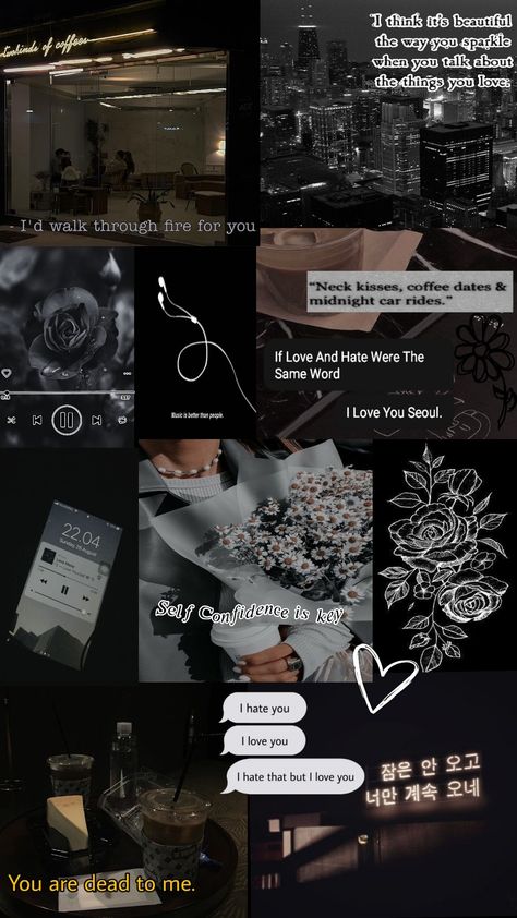 Aesthetic Black wallpaper Black Romantic Wallpaper Aesthetic, Collage Wallpapers Iphone, Black Academia Aesthetic Wallpaper, Black Collage Wallpaper Aesthetic, Black Aesthetic Wallpaper Books, Dark Romance Wallpapers Aesthetic, Trendy Teen Wallpapers, Booktok Aesthetic Wallpaper, Tomboy Wallpaper Aesthetic