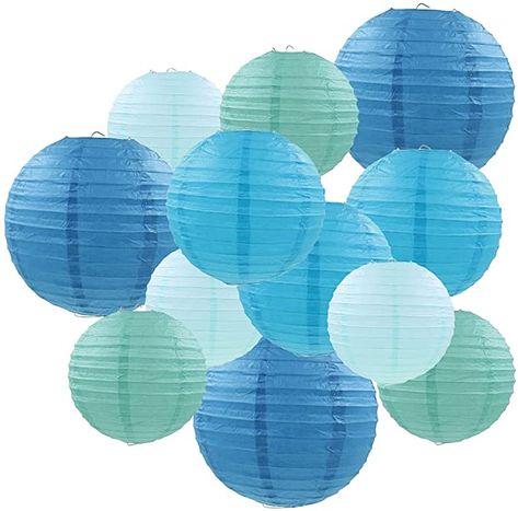 Paper Hanging Decorations, Immagini Grinch, 17th Birthday Party Ideas, Japanese Paper Lanterns, Chinese Paper Lanterns, Hanging Paper Lanterns, Round Paper Lanterns, Mini Led Lights, Blue Lantern