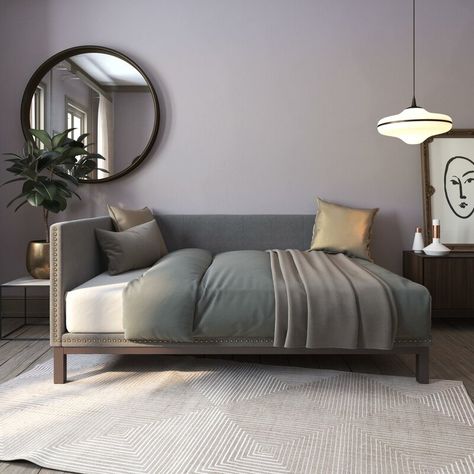 Mercury Row Carwile Metal Mid Century Daybed & Reviews | Wayfair Mid Century Daybed, Mid Century Daybeds, Full Daybed, Daybed Room, Full Size Daybed, Daybed Bedding, Modern Daybed, Mid Century Modern Bedroom, Upholstered Daybed