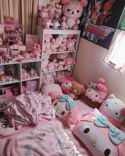 Kawaii, Kawaii Room Ideas, Hello Kitty Bedroom, Kawaii Bedroom, Hello Kitty Rooms, Pink Room Decor, Cute Bedroom Ideas, Pastel Room, I Need More