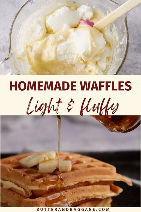 Egg White Waffles Recipe, Best Waffle Recipe Homemade, Light Fluffy Waffle Recipe, Waffle Recipe With Egg Whites, Egg White Waffles, Homemade Waffle Batter, Waffle Recipe No Butter, Fluffy Waffle Recipe Egg Whites, Easy Waffle Batter