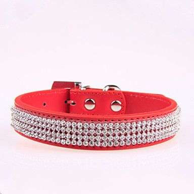 Dog Collar Adjustable / Retractable Rhinestone PU Leather Red Blue Pink Bling Dog Collars Rhinestones, Bling Dog Collars, Rhinestone Dog Collar, Personalized Leather Dog Collar, Dog Bling, Puppy Collar, Designer Dog Collars, Small Dog Collar, Collar Chain