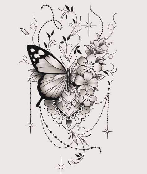 Butterfly Mandala Tattoo, Butterfly With Flowers, Butterfly Tattoos Images, Disney Sleeve Tattoos, Butterfly With Flowers Tattoo, Horse Tattoo Design, Unique Butterfly Tattoos, Magic Runes, Cute Hand Tattoos