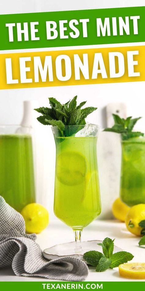 This mint lemonade is bright and citrusy, not overly sweet, and infused with the refreshing essence of fresh mint. And you only need 4 ingredients to make it. It's also naturally gluten-free and vegan. Mint Recipes Fresh, Kid Friendly Smoothie Recipes, Mint Lemonade Recipe, Mint Drink, Green Drink, Mint Lemonade, Mint Recipes, Lemonade Recipe, Delicious Drink Recipes