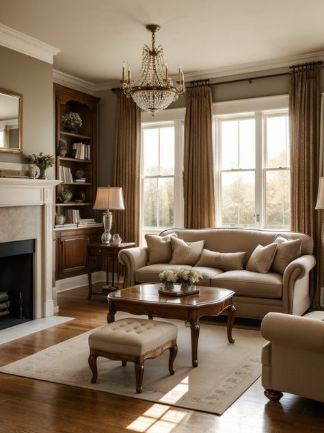 10 Minimalist Living Room Ideas for a Stylish and Organized Space | aulivin.com Traditional Living Room Ideas, Classy Interior, Formal Living Room Designs, Georgian Interiors, Victorian Living Room, British Interior, Casas Coloniales, Classic Living Room, Style Deco