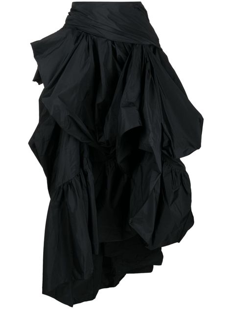 Find ERDEM Asymmetric Tiered Maxi Skirt on Editorialist. black taffeta draped design high-waisted tiered skirt peplum waist concealed side zip fastening asymmetric hem calf-length Long Skort, Draping Skirt, Diy Skirts, Black Skirt Outfits, Handmade Skirts, Stylish Skirts, Tiered Maxi Skirt, Asymmetrical Skirt, Fashion Design Clothes