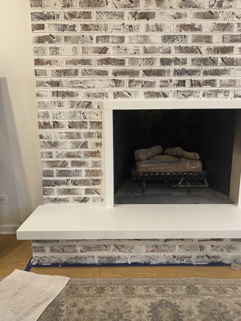 Revitalizing a 1960s Brick Fireplace: From Dark   Dated to Light   Bright | Aberle Design Co. 1920 House, Fireplace Trim, Red Brick Fireplaces, White Brick Fireplace, Painted Brick Fireplace, Fireplace Doors, Brick Fireplace Makeover, Paint Fireplace, Masonry Work