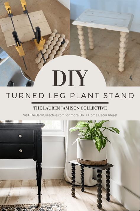 Diy Plant Stand From Bar Stool, Plant Bench Diy, Diy Plant Stool, Diy Furniture Legs Ideas Wood, Plant Risers Ideas Diy, Diy Table Legs Ideas, Upcycled Plant Stand, Bobbin Trim, Diy Furniture Legs Ideas