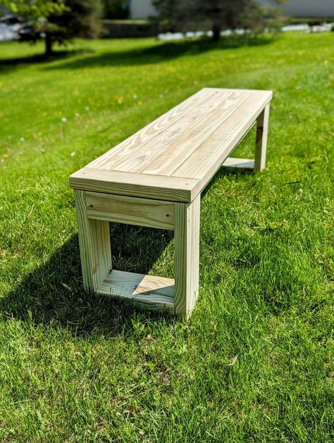 Easy DIY Patio Bench Woodworking Plans - Etsy New Zealand Bench Woodworking Plans, Easy Diy Patio, Diy Patio Bench, Wooden Bench Plans, Homemade Bench, Yard Benches, Diy Patio Ideas, Ww Ideas, Diy Farm Table