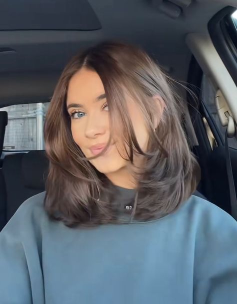 Lob With Light Layers, Lucy Hale Medium Length Hair, Brown Haircuts Short, Haircuts Short To Medium Length, Medium Length Haircut With Layers Red Hair, Medium Haircuts Face Framing, Mid 20s Hair Hairstyles For Women, Collarbone Length Hair Face Framing, Shorter Hair Curtain Bangs