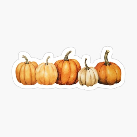 Get my art printed on awesome products. Support me at Redbubble #RBandME: https://www.redbubble.com/i/sticker/Watercolour-Halloween-Pumpkins-in-a-row-by-lastgirlscout/149969439.EJUG5?asc=u Png Icons Cartoon, Fall Themed Stickers, Autumn Stickers Aesthetic, Fall Stickers Aesthetic, Halloween Stickers Aesthetic, Watercolour Halloween, October Stickers, Watercolour Stickers, Cute Halloween Stickers