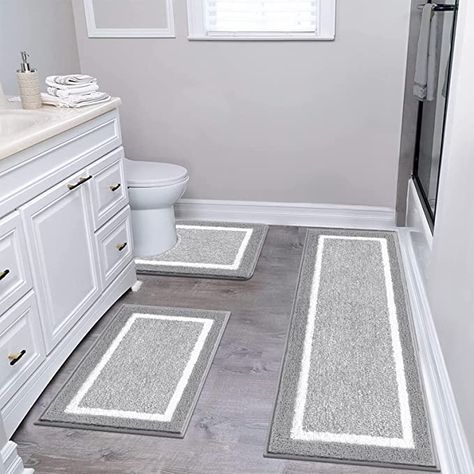 Large Bathroom Rug Ideas, Luxury Bathroom Rug, Bathroom Floor Mats, Large Bathroom Rugs, Grey Bathroom Rugs, Non Slip Bathroom Flooring, Soft Bathroom, Rugs Ideas, Large Bathroom