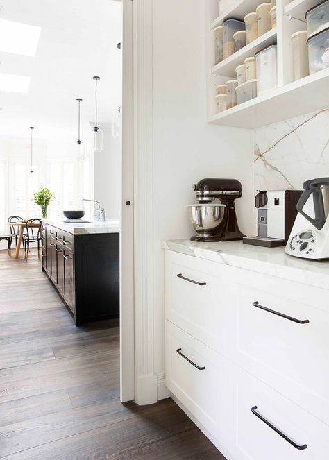 Eye spy a thermomix inside that Butler's Pantry! Can we have one too please? | Must haves vs lust haves | Butler's pantry | Home Beautiful Magazine Australia Kitchen Butlers Pantry, Pantry Layout, Kitchen Remodel Cost, Pantry Shelving, Butlers Pantry, Open Kitchen Shelves, Kitchen Pantry Design, Kitchen Must Haves, Butler Pantry