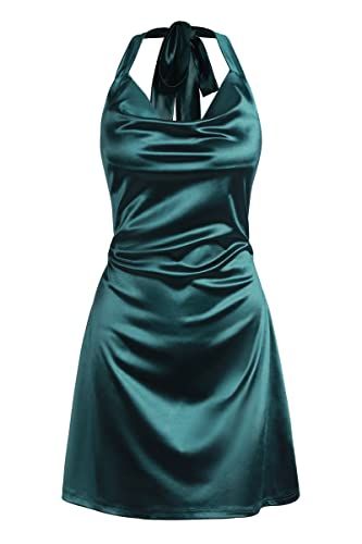 ZAFUL Women Halterneck Satin Mini Dress Sexy Cowl Neck Silky Party Cocktail Club Dress Halterneck Mini Dress, Dr Closet, Cowl Dress, Cocktail Club, Club Night, Club Dress, Satin Mini Dress, Draped Dress, Club Dresses