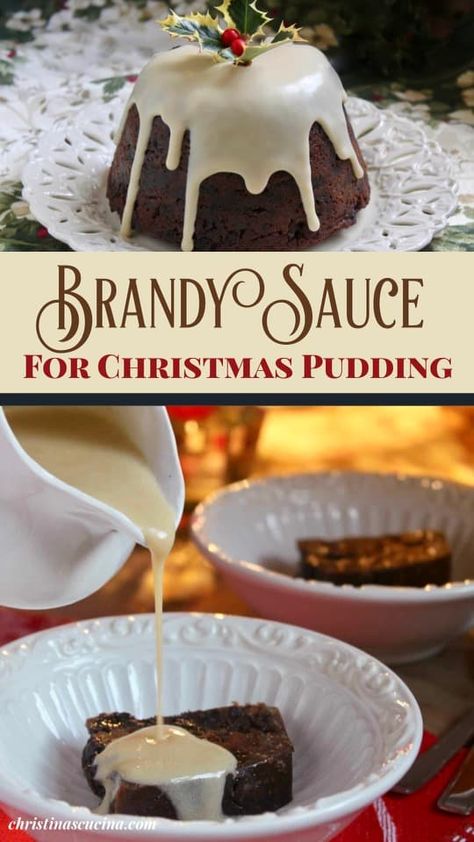 Plum Pudding Sauce Recipe, Figgy Pudding Sauce, British Christmas Pudding, Brandy Sauce For Christmas Pudding, English Pudding Recipes, Brandy Recipes Food, Christmas Pudding Recipes Easy, Sauce For Christmas Pudding, Christmas Pudding Ideas