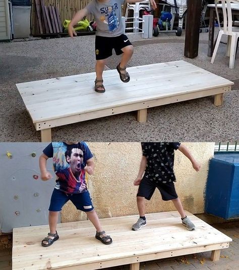 Backyard Karaoke Stage, Classroom Platform Stage, Diy Platform Stage, Kids Stage In Playroom, Diy Outdoor Stage, Stage Platform Design, Diy Stage Platform, Wood Stage Design, Kids Play Stage