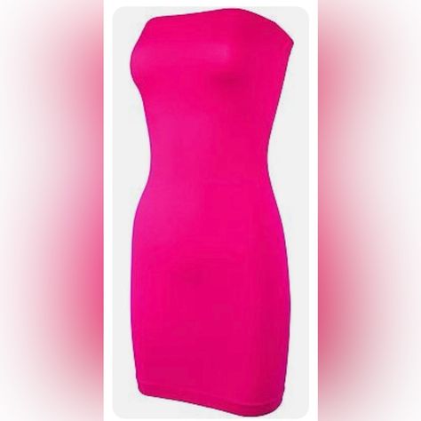 New One Size M&B Seamless Style Hot Pink Body Con Tube Dress Mink Dress, Strawberry Soda, Leather Shirt Dress, Eyelet Lace Dress, Athletic Dress, Trina Turk Dresses, Pink Body, Lace Overlay Dress, Green Mini Dress