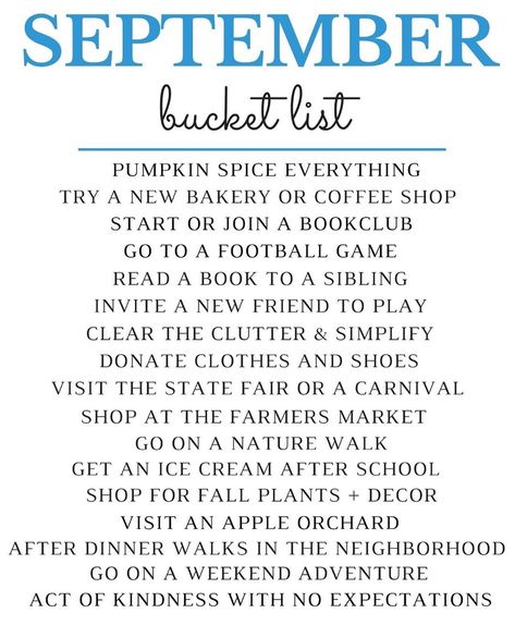 September Bucket List, September Challenge, 365 Day Challenge, Hygge Life, Seasonal Living, Fun Fall Activities, Fall Bucket List, Mom Guilt, What Day Is It