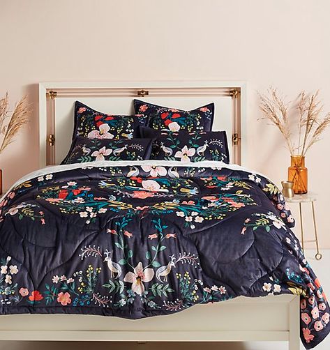 Anthropologie and Rifle Paper Co. Release a Downright Charming Collection | Hunker Anthropologie Bedroom, Anthropologie Holiday, Velvet Quilt, How To Clean Iron, White Bedding, Design Thinking, California King, Apartment Therapy, Luxembourg