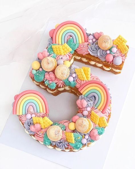 Five Birthday Cake, Number Five Cake, Number 3 Rainbow Cake, Five Is A Vibe Birthday Cake Ideas, 7 Cake Number, 5 Cake Number, Number 5 Birthday Cake, 10 Cake, Number 5 Cupcake Cake