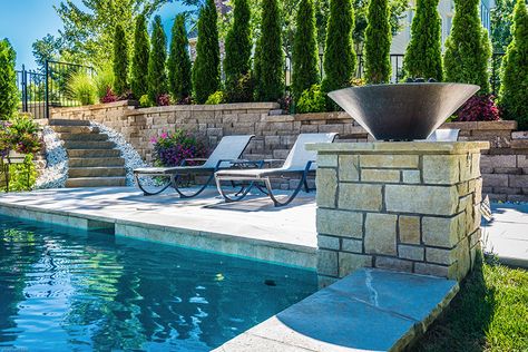 Retaining Wall With Pool, Retaining Wall For Pool, Retaining Wall By Pool, Retaining Wall Behind Pool, Retaining Walls Around Inground Pools, Sandstone Retaining Wall Pool, Pool Retaining Wall, Tanning Ledge Pool, Tanning Ledges