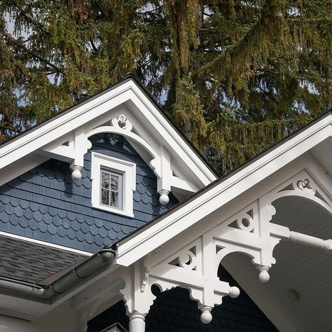 We 💙 this gorgeous project by @rings_end, featuring #TruExterior Siding and Trim! As seen on the mouldings of the home, this innovative trim can be used to recreate the most intricate of designs while resisting moisture, bugs, and extreme weather. Truexterior Siding, Old House Exterior, Victorian Porch, Siding Trim, Shotgun House, House Trim, French Garden, Exterior Trim, Exterior Decor