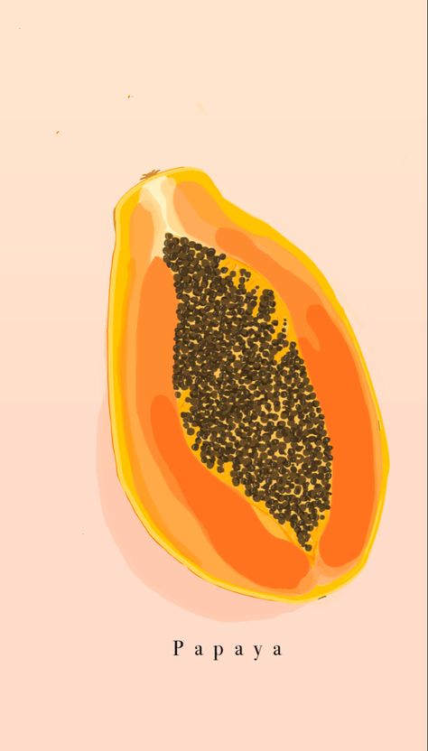 #digitalart #illustrationoftheday #handmade #papaya Papaya Wallpaper Aesthetic, Papaya Drawing, Papaya Aesthetic, Papaya Tattoo, Papaya Illustration, Papaya Wallpaper, Wallpaper Deco, Papaya Print, Products Background