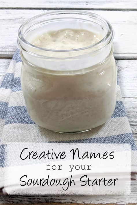 Unfed Sourdough Starter Recipes, Sourdough Name Ideas, Sourdough Starter Memes, Sourdough Starter Names List, Bread Puns Funny, Sourdough Names Ideas, Funny Sourdough Starter Names, Names For Sourdough Starter, Sourdough Bakery Names