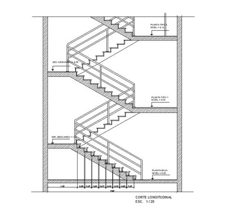 Longitudinal section view of Fire ladder stair detail is given in this Autocad DWG drawing file. Download now. - Cadbull Stairs Section Architecture, Unique Staircase Railing, Starry Night Painting Ideas, Floor Plan Stairs, Stairs Elevation, Stairs Section, Night Painting Ideas, Diy Starry Night, Stairs Detail