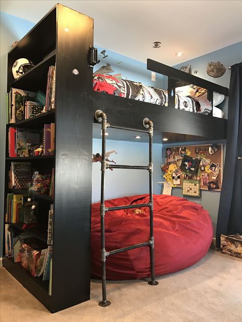 Adjustable Bookshelf, Loft Bed Plans, Boy Bedroom Design, Bedroom Setup, Small Room Design, Dream Room Inspiration, Boys Bedrooms, Awesome Bedrooms, Teen Room