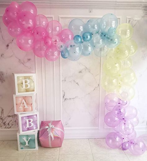 Pastel Balloon Arch, Balloon Tower, Bubble Birthday, Bubble Party, Clear Balloons, Pastel Balloons, Unicorn Party Decorations, Gender Reveal Decorations, Christmas Baby Shower