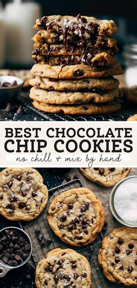 This is going to be your new favorite chocolate chip cookie recipe. It's no chill, mixed by hand, and the cookies are ready in 30 minutes. They turn out soft and gooey on the inside, and crisp and chewy on the outside. They're just the perfect chocolate chip cookies. #chocolatechipcookies #cookies #cookierecipe #butternutbakery | butternutbakeryblog.com Chocolate Chip Cookies Crispy Chewy, Best Milk Chocolate Chip Cookies, One Dozen Chocolate Chip Cookies, Starbucks Cookies Recipe, The Ultimate Chocolate Chip Cookie, Jimmy Johns Chocolate Chip Cookie Recipe, New York Times Chocolate Chip Cookies, Good Chocolate Chip Cookies Recipes, Crunchy Chocolate Chip Cookies Recipe