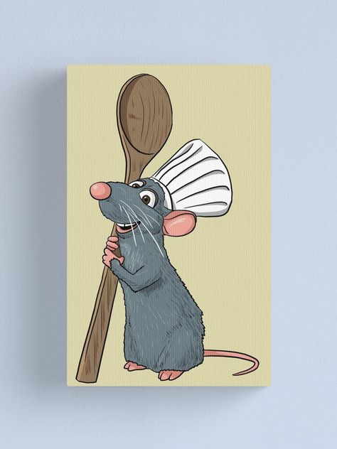 Ratatouille Disney Painting, Cute Painting Ideas Disney, Ratatouille Painting Canvas, Cute Small Canvas Paintings Easy Disney, Cartoon Collage Painting, Ratatouille Disney Drawing, Cute Cartoon Drawings Disney, Disney Characters Paintings, Disney Acrylic Painting Easy