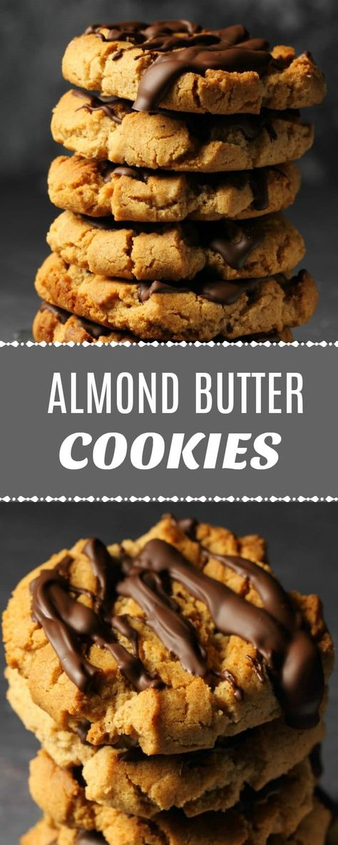 Crunchy vegan almond butter cookies drizzled with vegan chocolate. Perfect blend of flavors in this super easy recipe. Insanely delicious! | lovingitvegan.com Almond Butter Recipes, Cookies With Chocolate, Almond Butter Cookies, Butter Cookies Recipe, Almond Cookies, Super Easy Recipes, Keto Cookies, Vegan Dessert Recipes, Butter Recipe