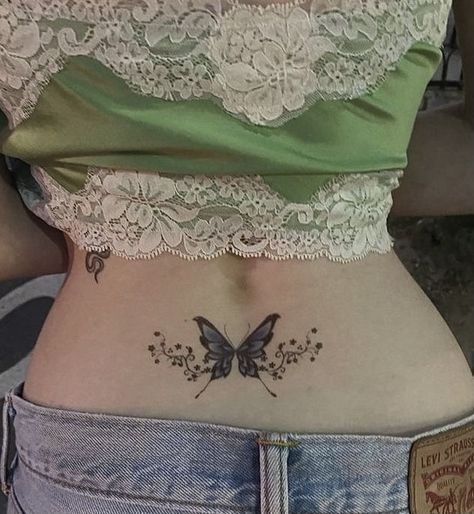 Planet Tattoo, Tramp Stamp Tattoos, Butterfly Tattoo Meaning, Girly Tattoos, Dainty Tattoos, Aesthetic Tattoo, Dream Tattoos, Hand Tattoo, Back Tattoos