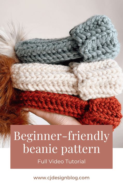 How to crochet a chunky beanie – Free pattern - CJ Design Blog Chunky Beanie Crochet Pattern, Cj Design, Chunky Yarn Crochet Pattern, Chunky Blanket Pattern, Crochet Cat Beanie, Chunky Crochet Hat, Chunky Yarn Crochet, Beanie Pattern Free, Crochet Beanie Pattern Free