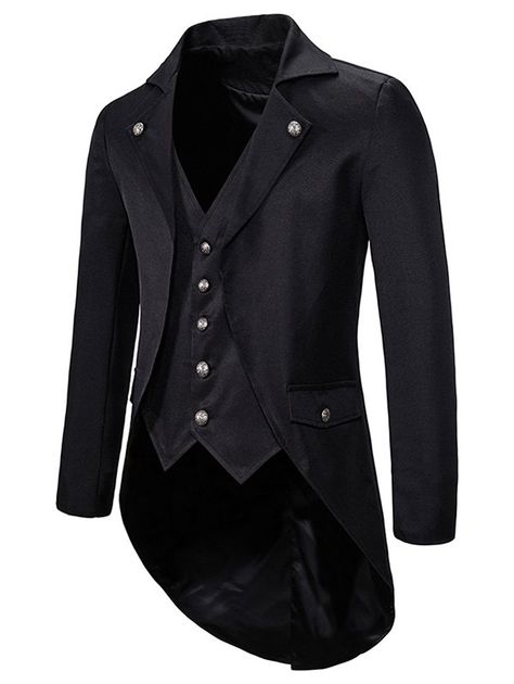 High Low Back Split Tuxedo Coat , #ad, #Split, #High, #Coat, #Tuxedo #affiliate Tuxedo With Tails, Long Suit Jacket, Mens Outwear, Steampunk Jacket, Tuxedo Coat, Mode Steampunk, Tuxedo Blazer, Outwear Coat, Look Plus