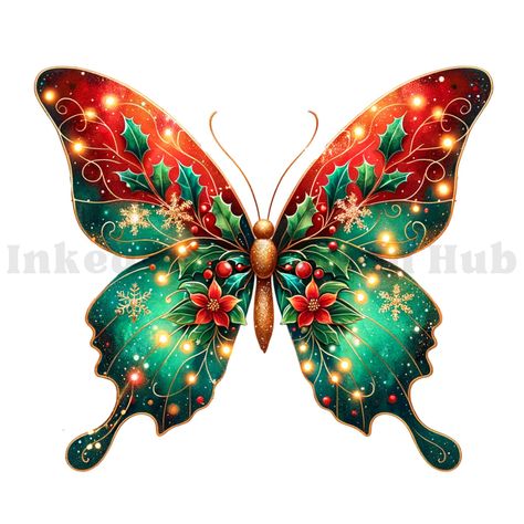 Christmas Butterfly Wallpaper, Christmas Butterfly, Butterfly Christmas, Beautiful Butterfly Pictures, Butterfly Png, Unique Illustration, Shirt Graphics, Butterfly Pictures, Magic Of Christmas